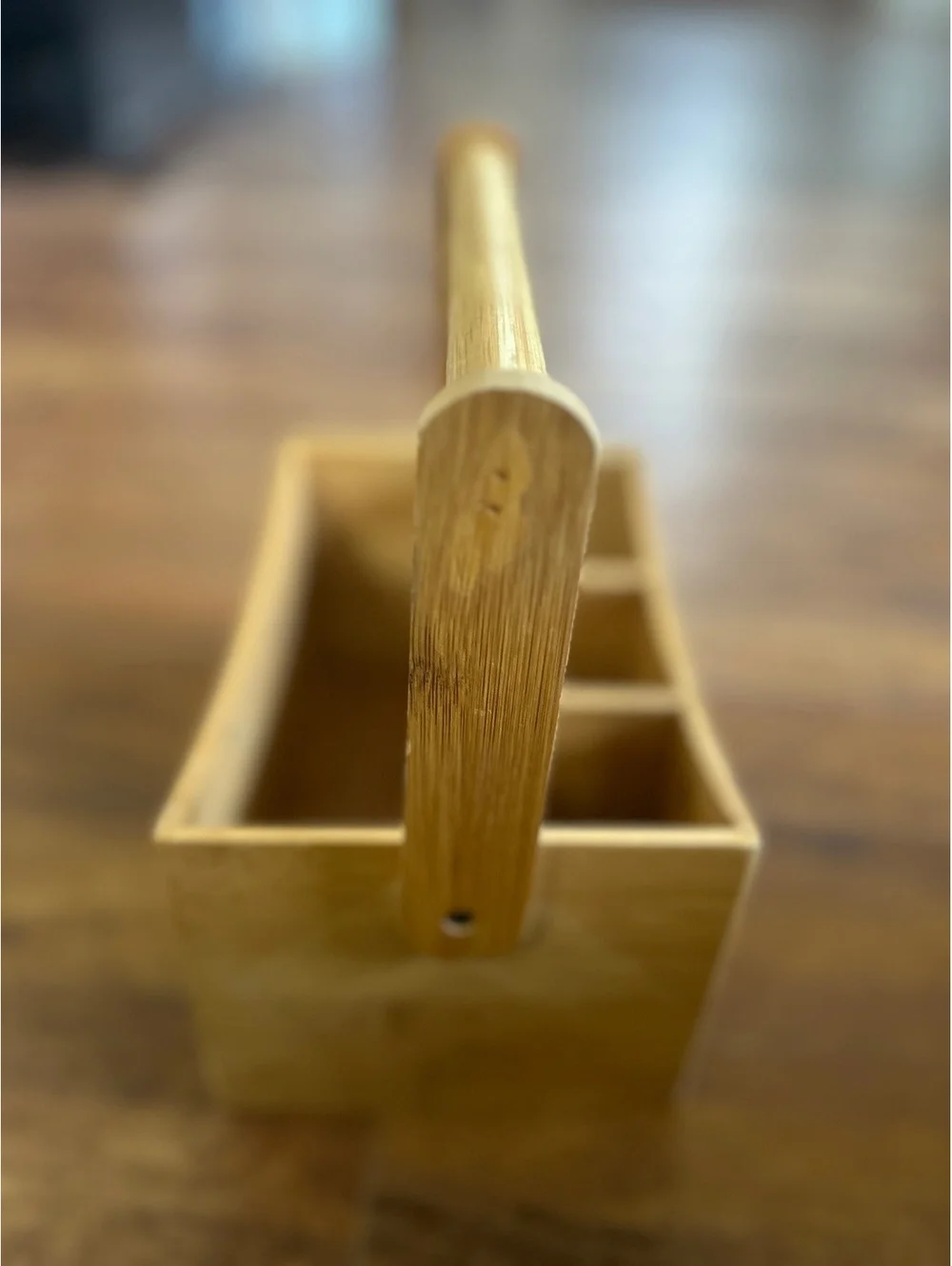 Wooden Bamboo Caddy Organizer with Handle and Dividers